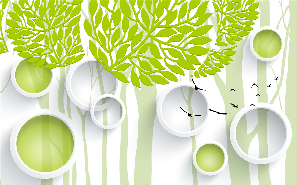 Fototapeta abstrakcyjny obraz wiosennych drzew o jasnozielonym kolorze