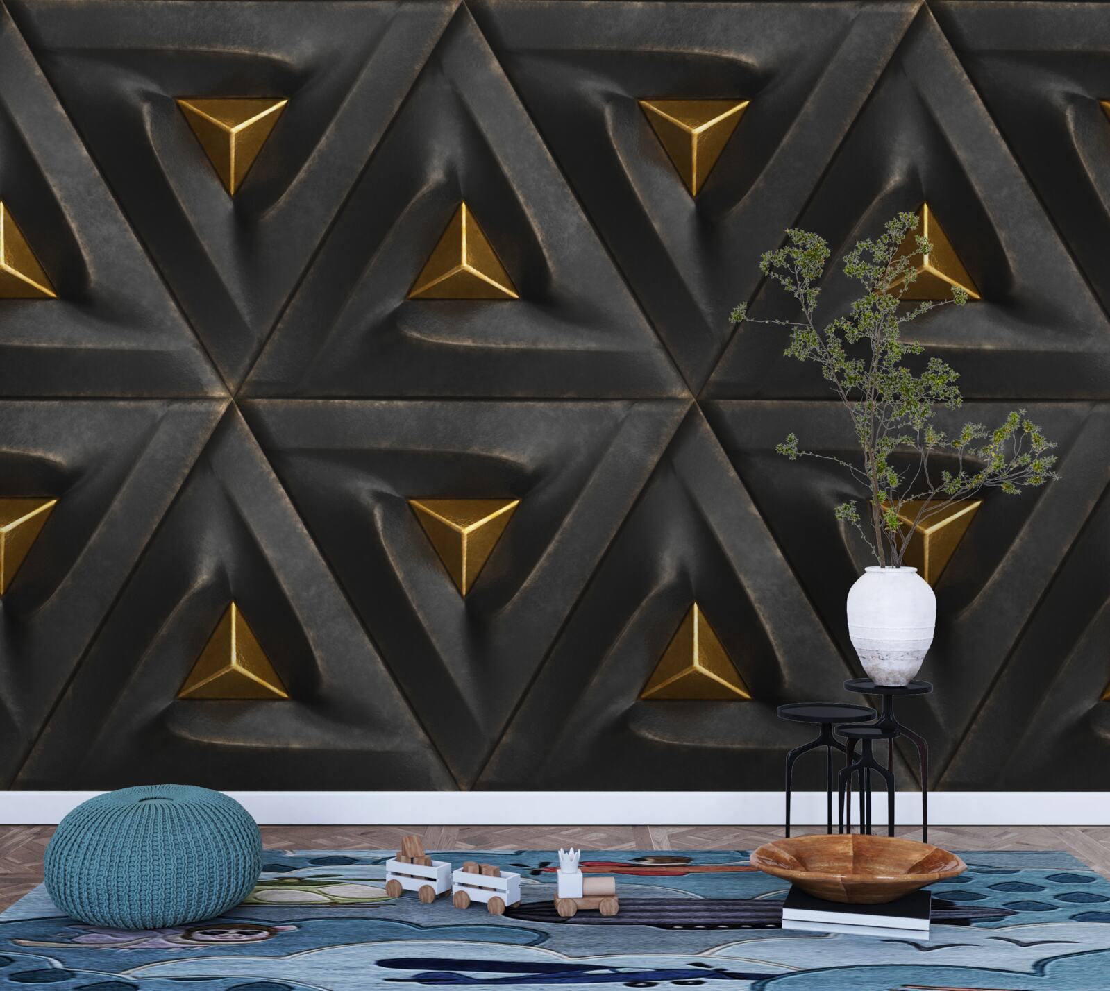 Fototapeta trójkąty ze złotymi środkami