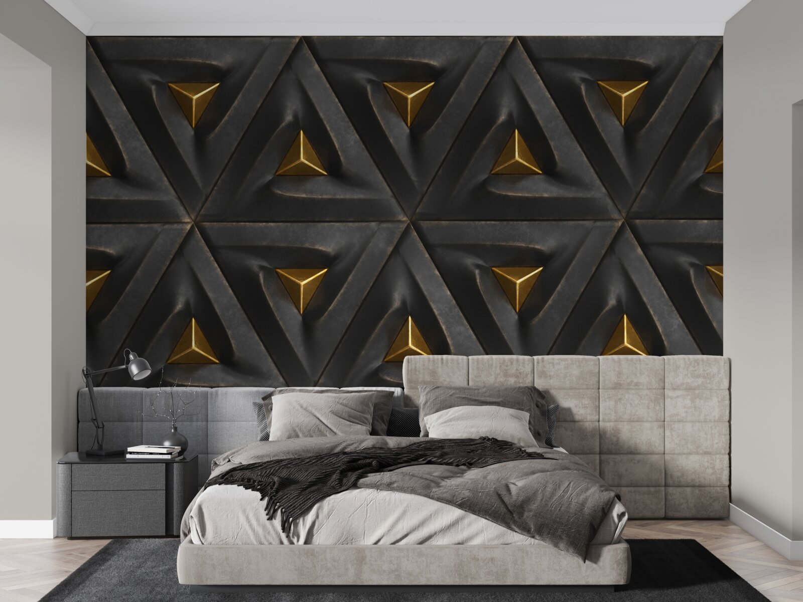 Fototapeta trójkąty ze złotymi środkami