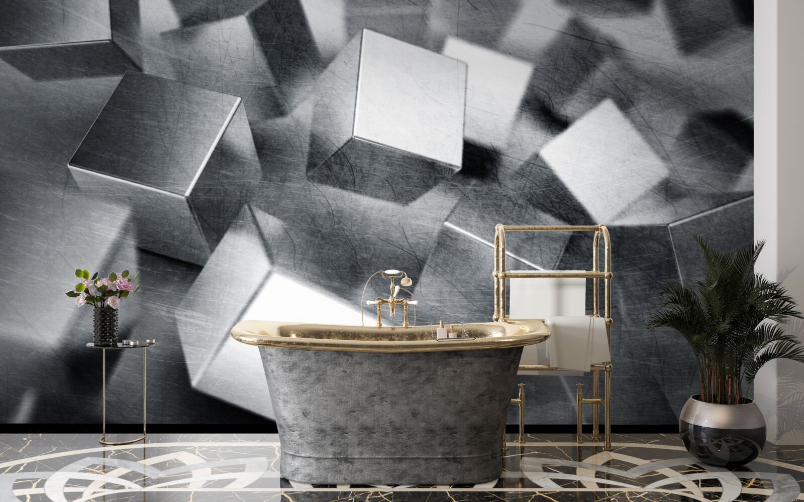 Fototapeta kostki wykonane ze stali