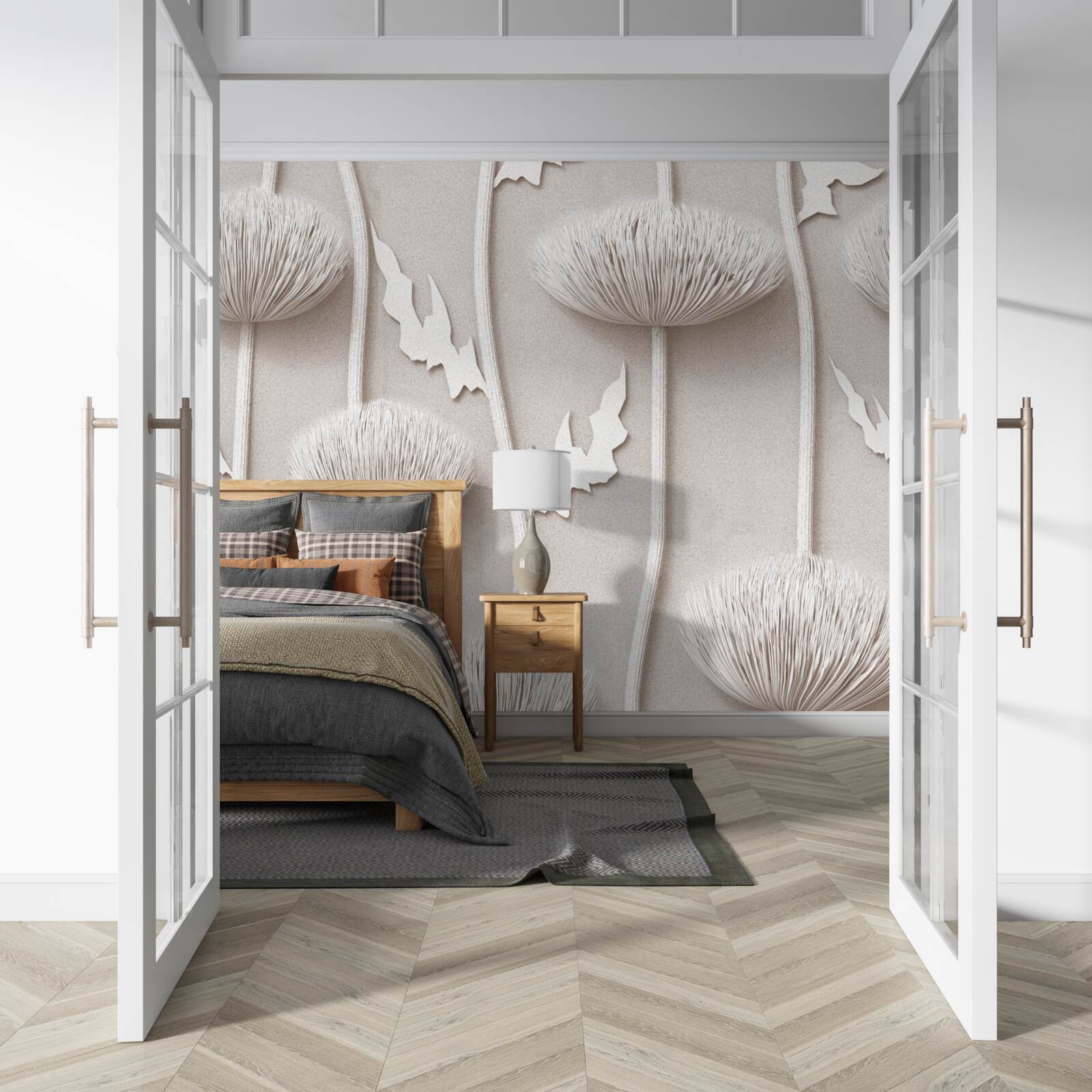 Fototapeta kwiaty smukłe, białe, o puszystej fakturze