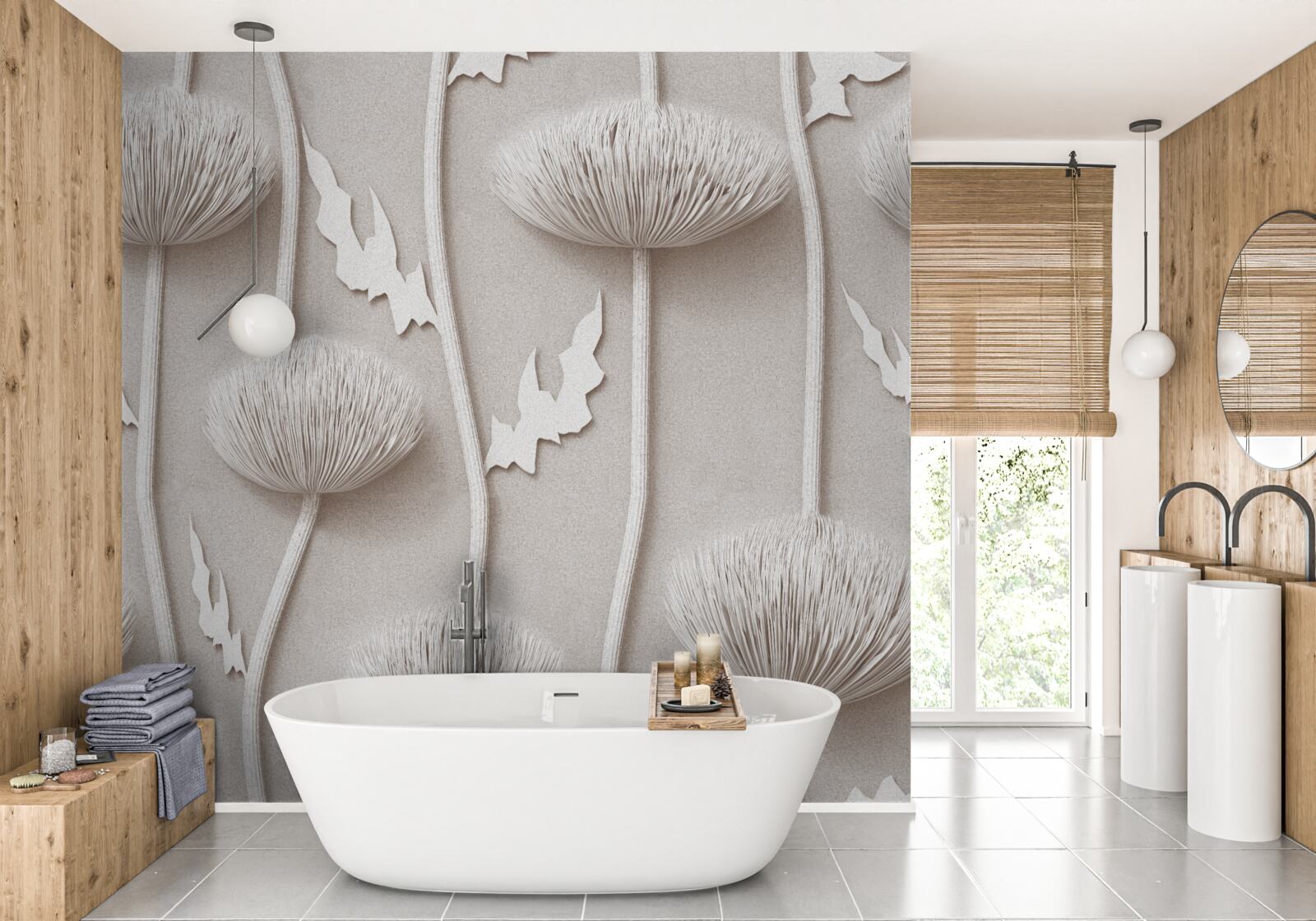 Fototapeta kwiaty smukłe, białe, o puszystej fakturze