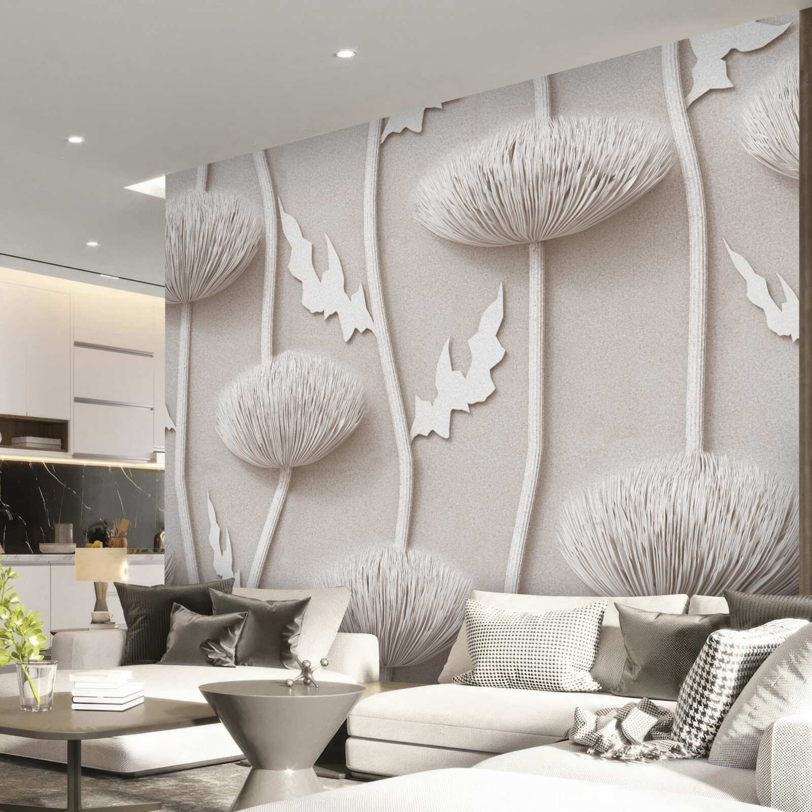 Fototapeta kwiaty smukłe, białe, o puszystej fakturze