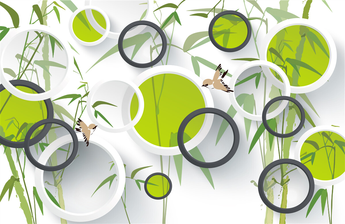 Fototapeta okręgi na roślinach i ptakach