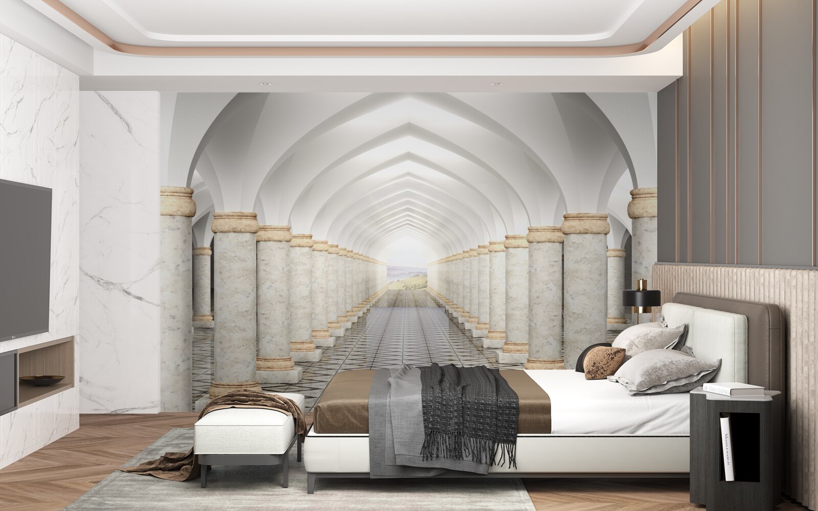 Fototapeta niekończący się tunel usiany kolumnami