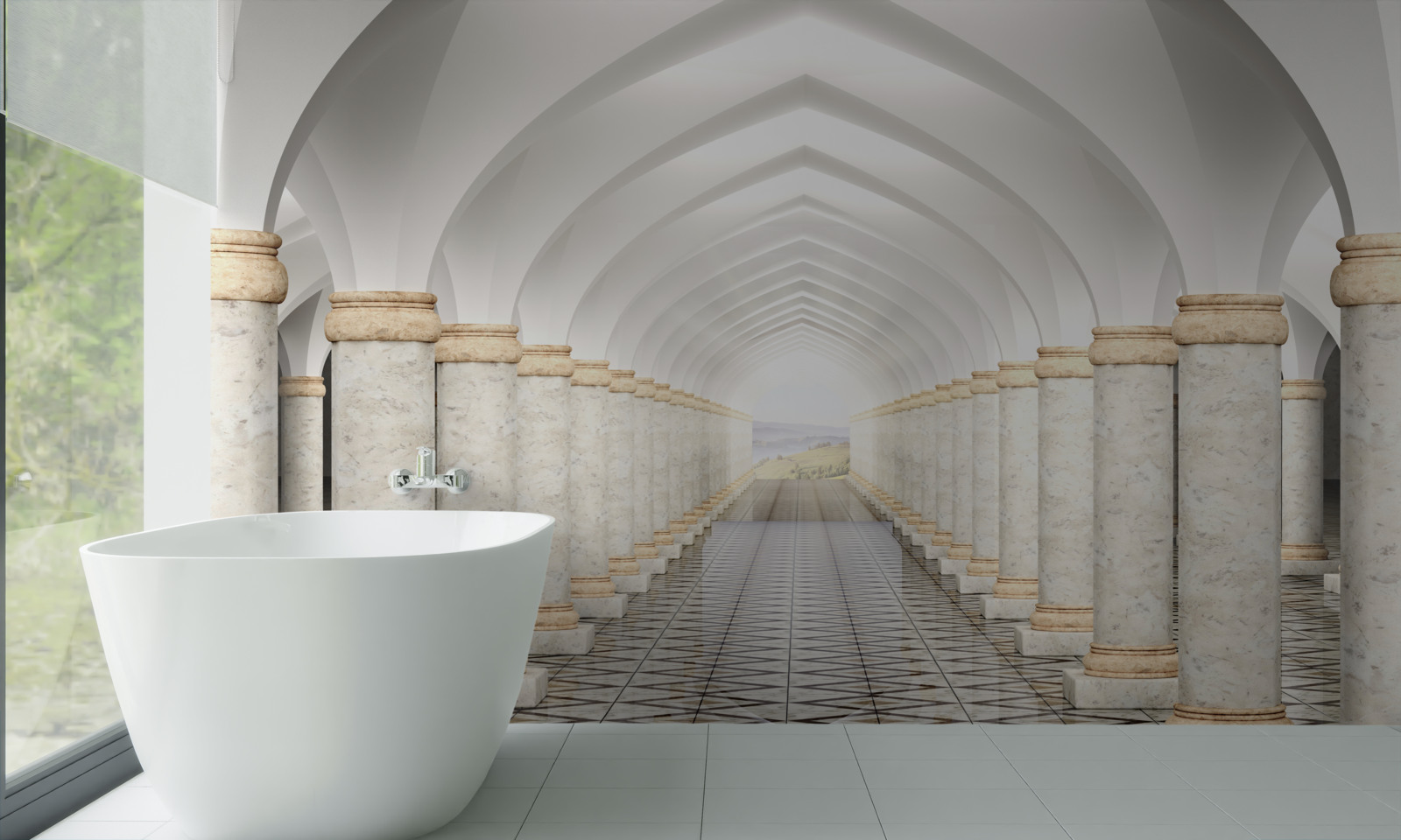 Fototapeta niekończący się tunel usiany kolumnami