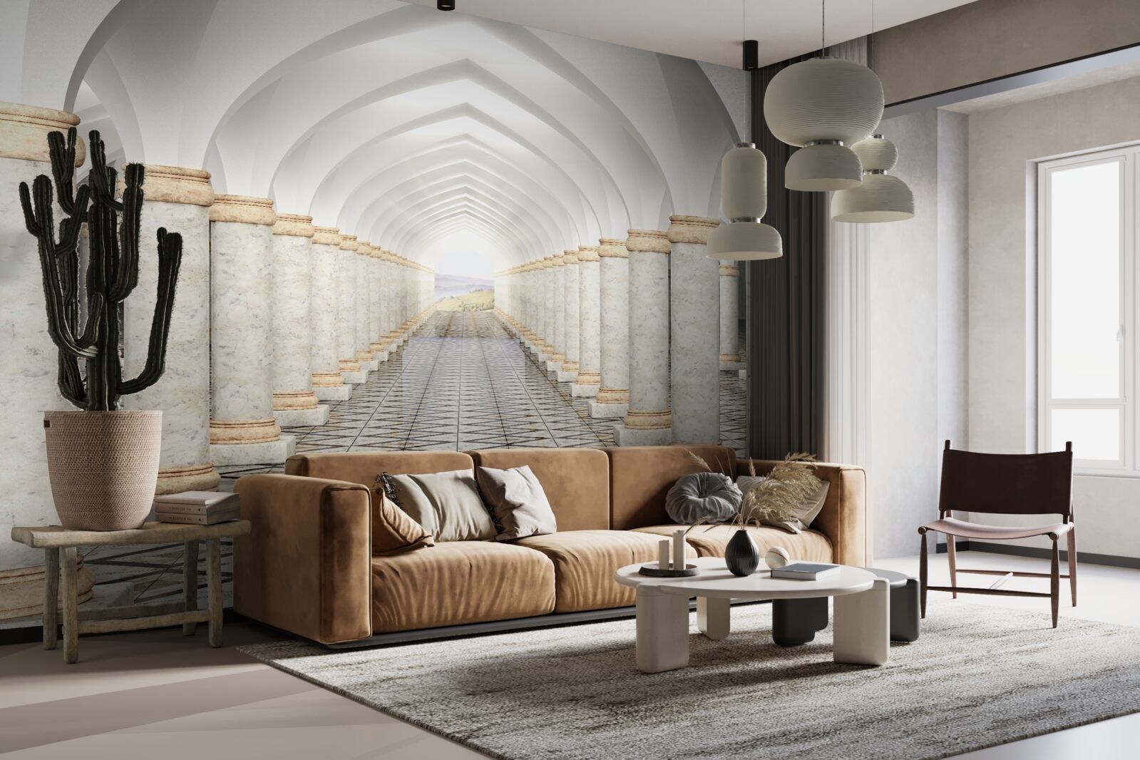 Fototapeta niekończący się tunel usiany kolumnami