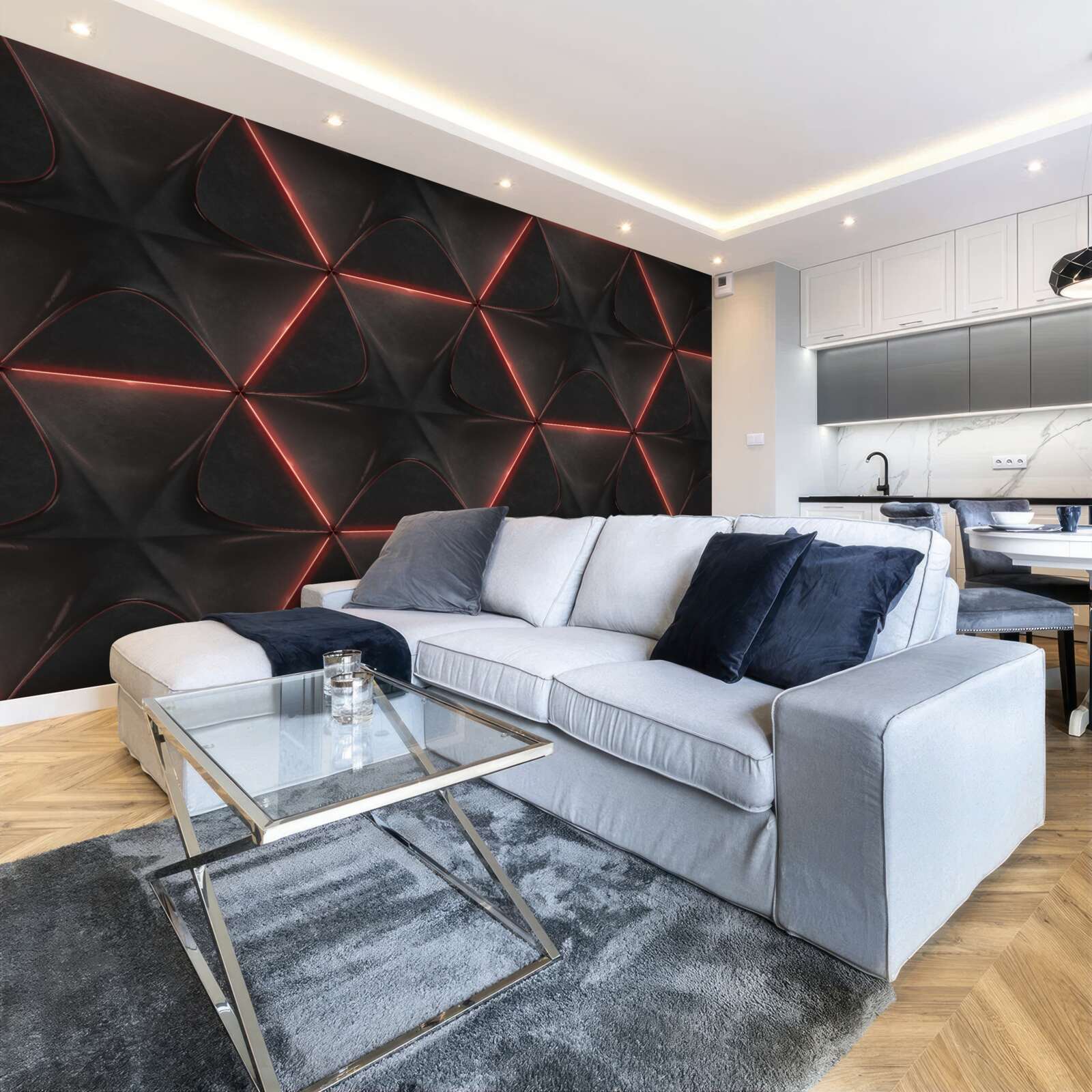 Fototapeta pięciokąty z czerwonymi bokami równej długości