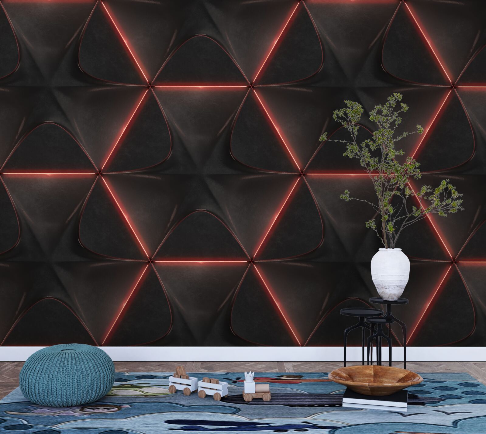 Fototapeta pięciokąty z czerwonymi bokami równej długości