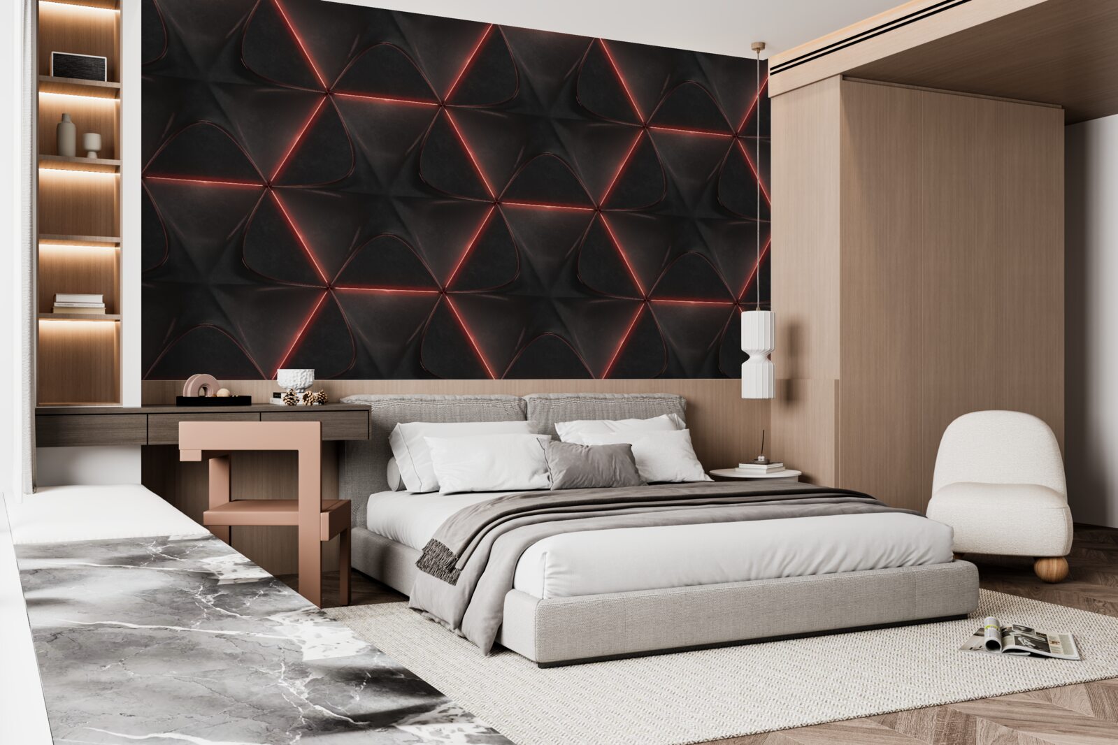 Fototapeta pięciokąty z czerwonymi bokami równej długości