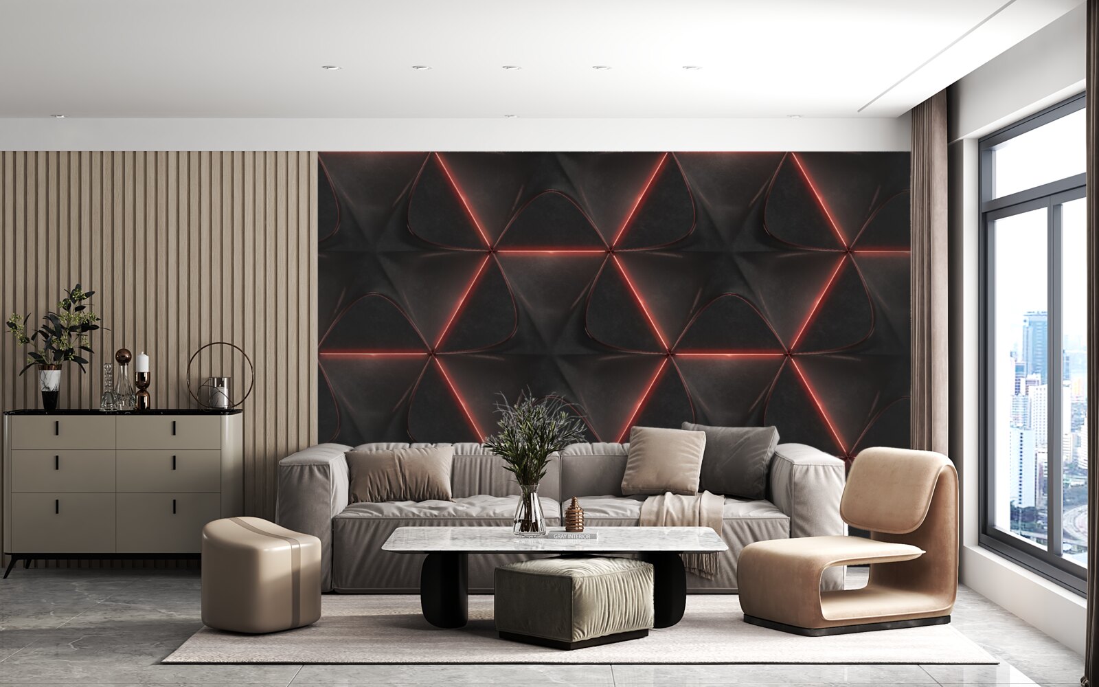 Fototapeta pięciokąty z czerwonymi bokami równej długości