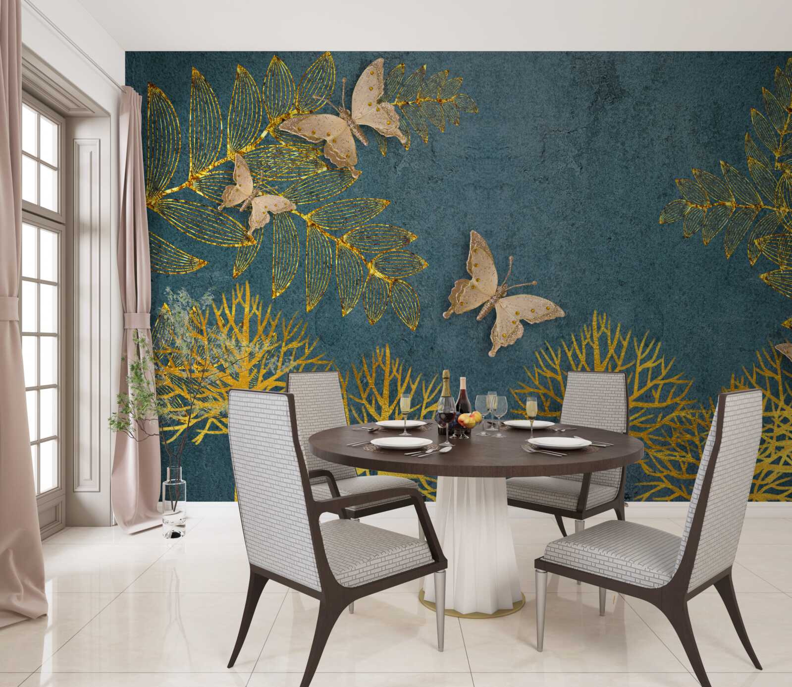 Fototapeta las pełen złota i ciem