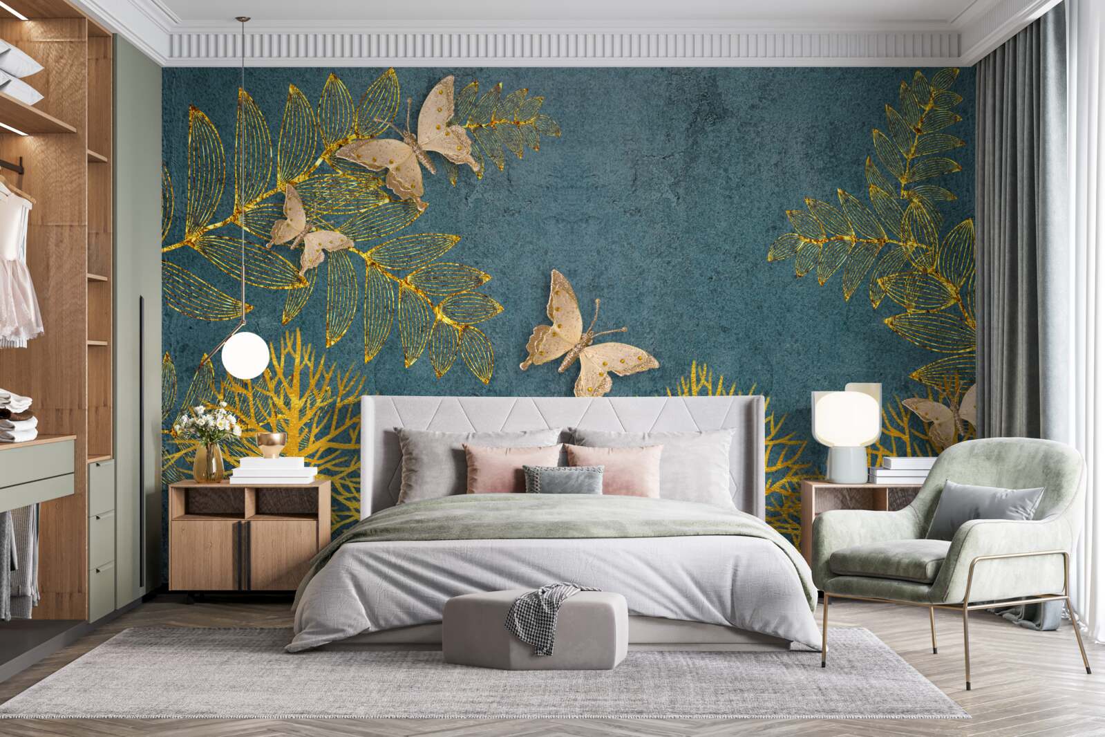 Fototapeta las pełen złota i ciem