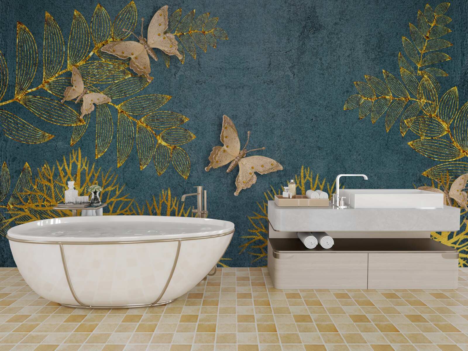 Fototapeta las pełen złota i ciem