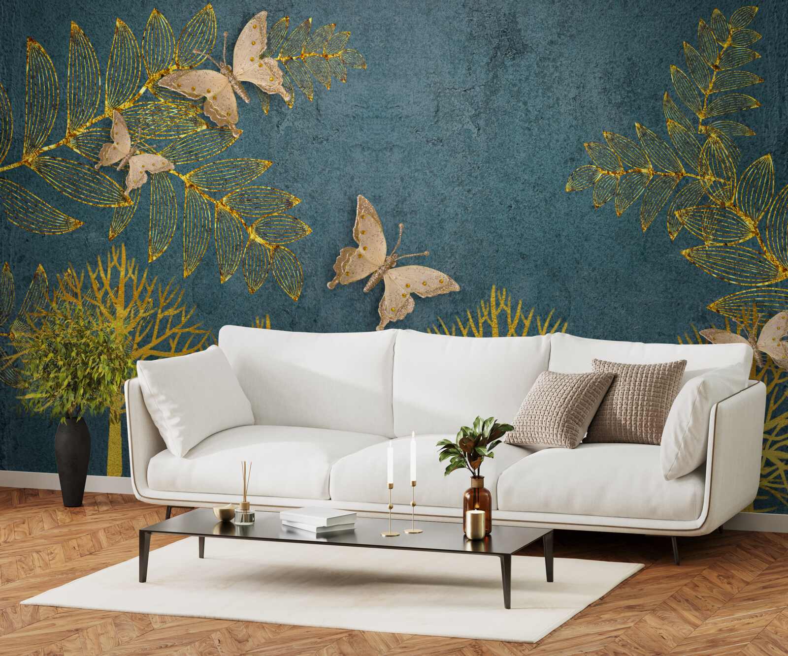 Fototapeta las pełen złota i ciem