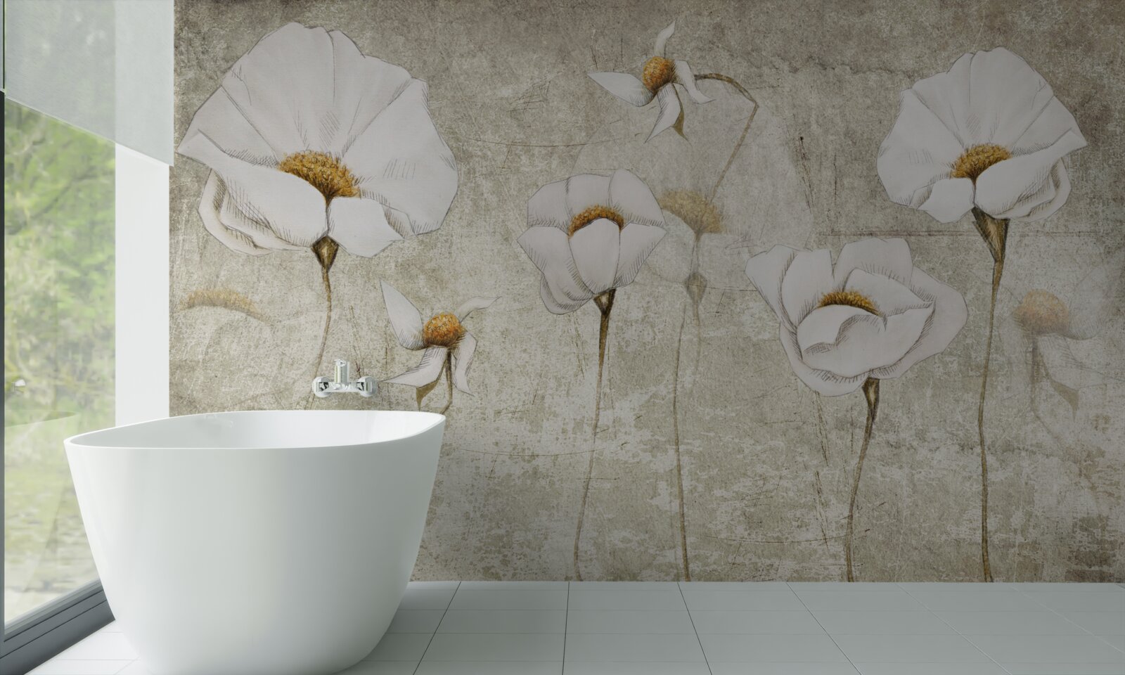 Fototapeta smukłe białe maki