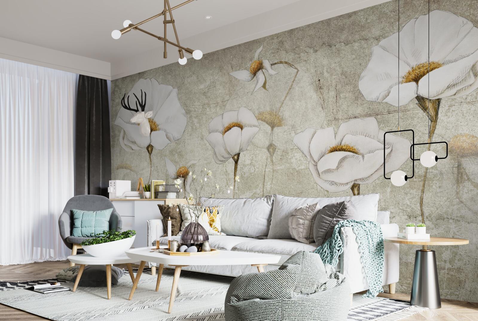 Fototapeta smukłe białe maki