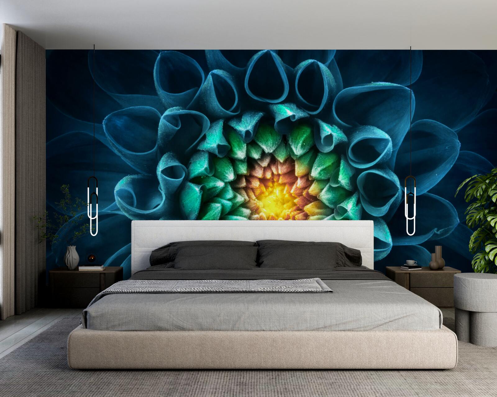 Fototapeta pączek niebieskiej piwonii w abstrakcyjnym stylu