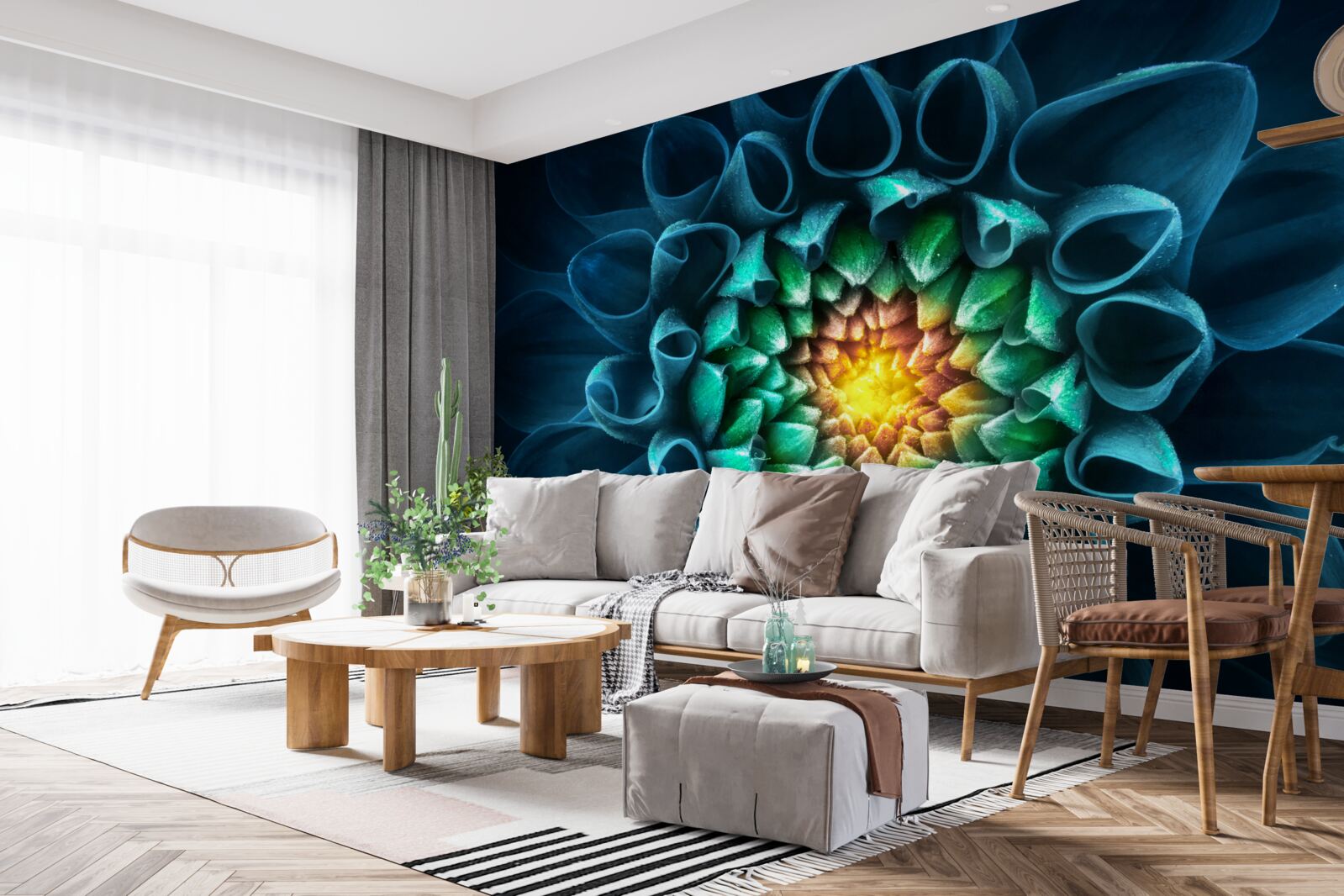 Fototapeta pączek niebieskiej piwonii w abstrakcyjnym stylu