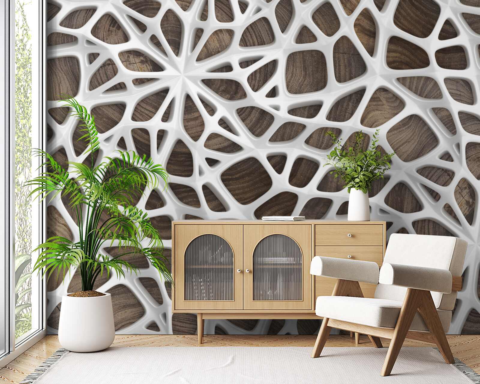 Fototapeta wolumetryczna śnieżnobiała sieć