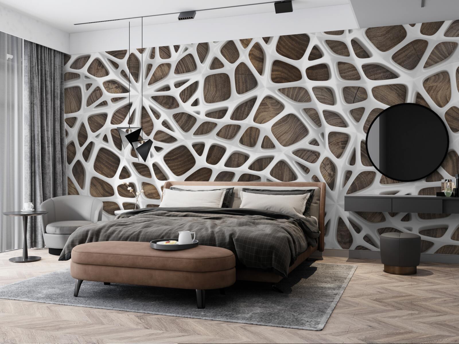 Fototapeta wolumetryczna śnieżnobiała sieć