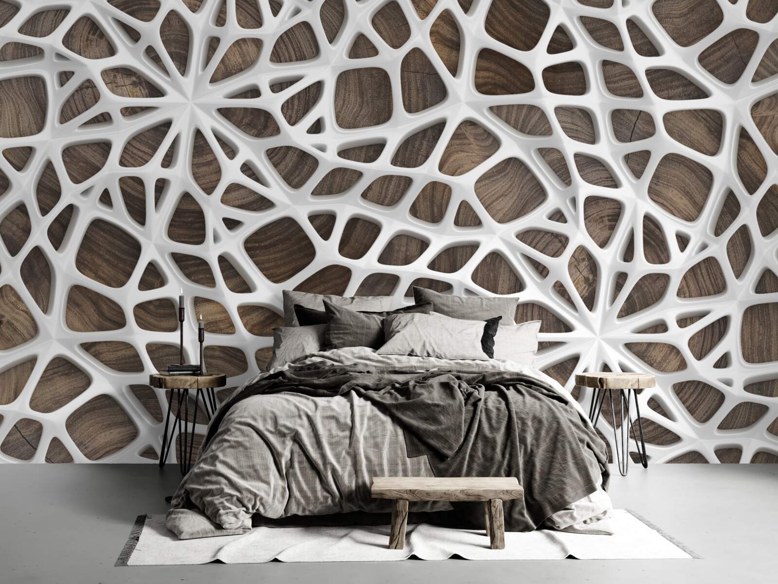 Fototapeta wolumetryczna śnieżnobiała sieć