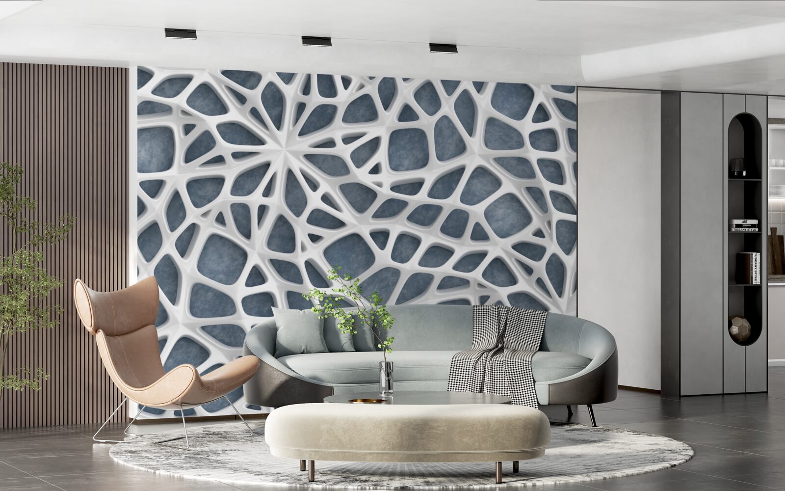 Fototapeta biała koronka na niebieskim tle