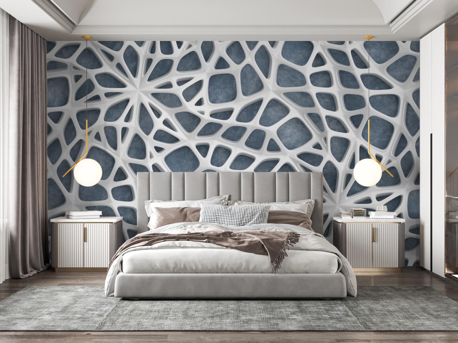 Fototapeta biała koronka na niebieskim tle