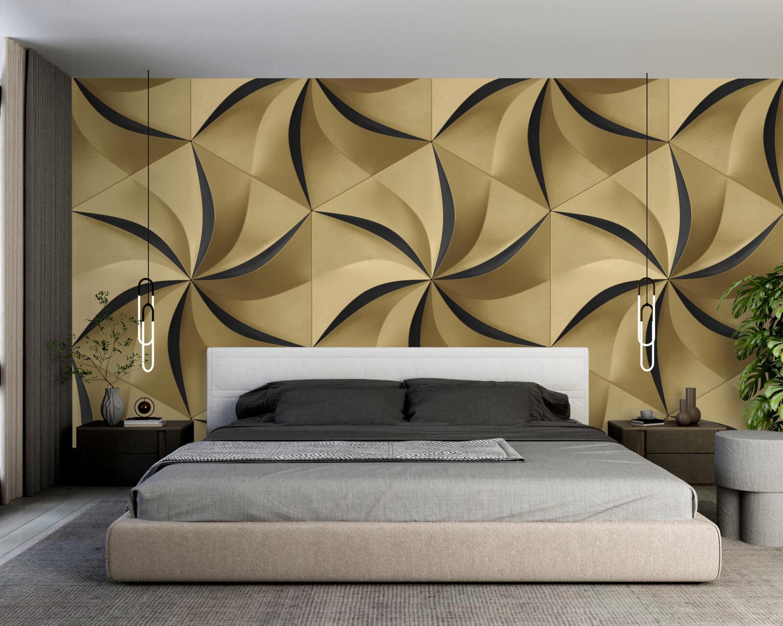 Fototapeta musztardowe gwiazdki w geometrycznym stylu