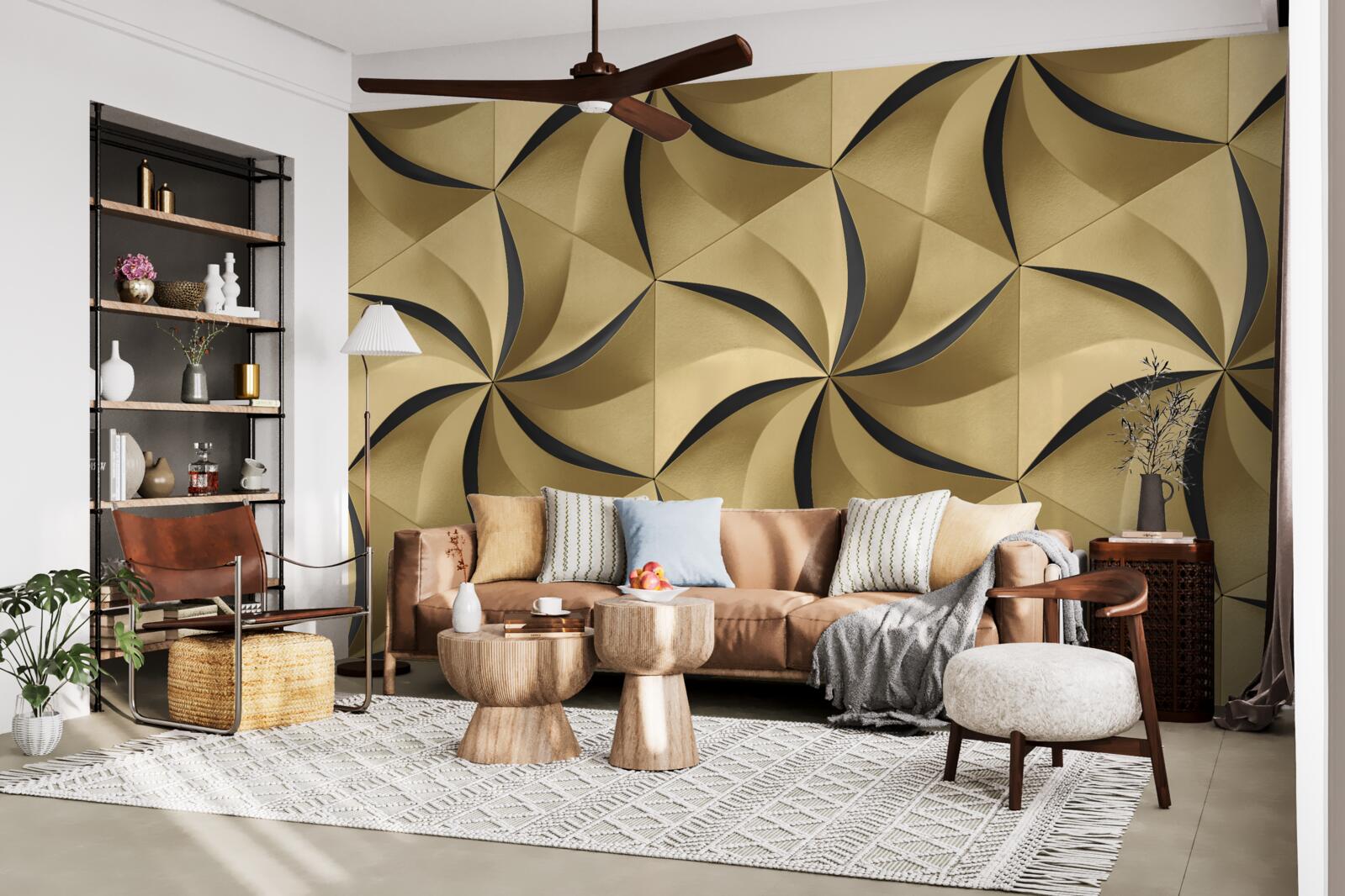 Fototapeta musztardowe gwiazdki w geometrycznym stylu