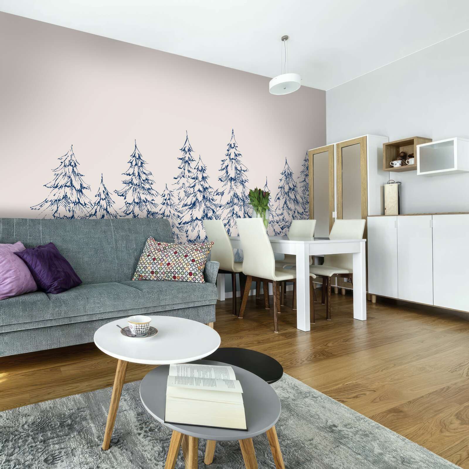 Fototapeta las drzew iglastych zimą