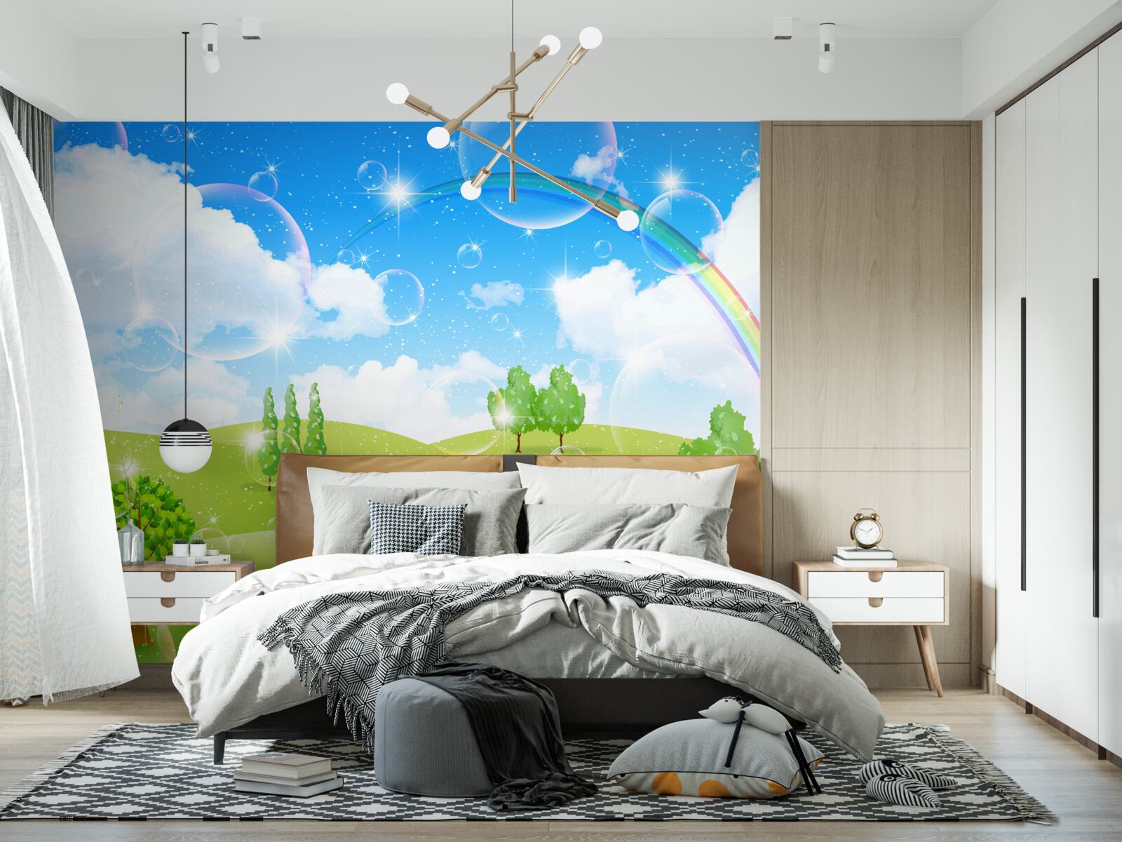 Fototapeta letnie pola z zielonymi drzewami