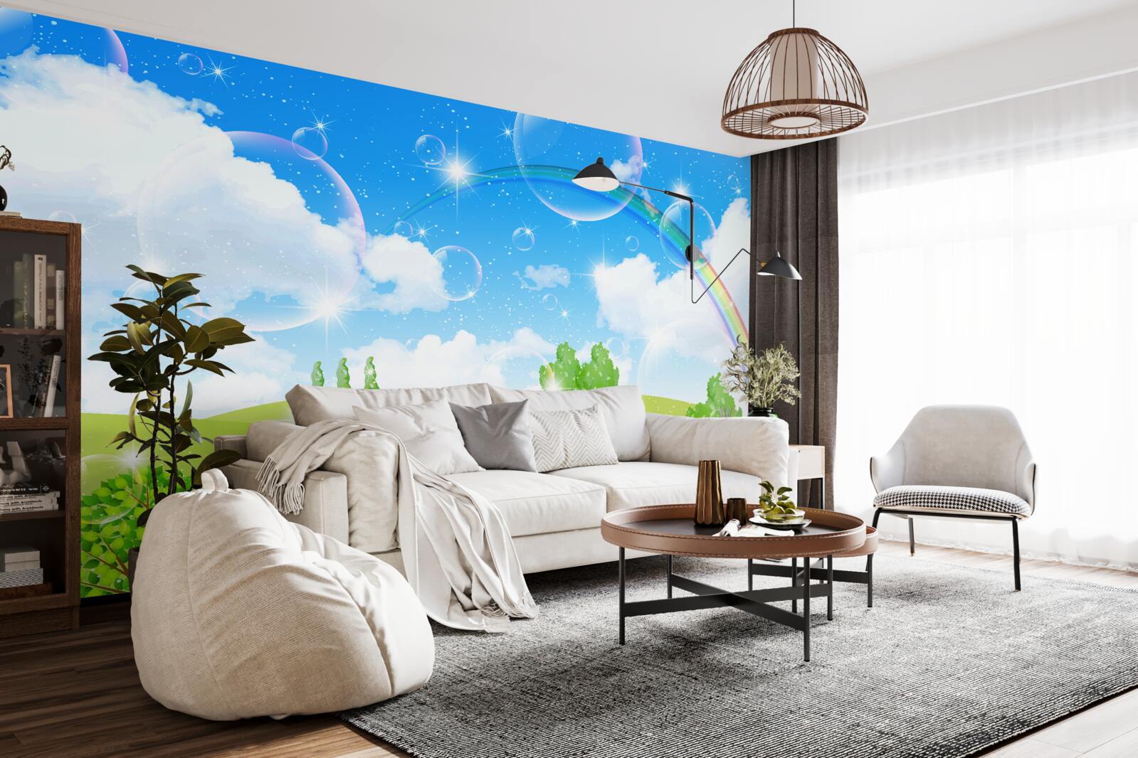 Fototapeta letnie pola z zielonymi drzewami