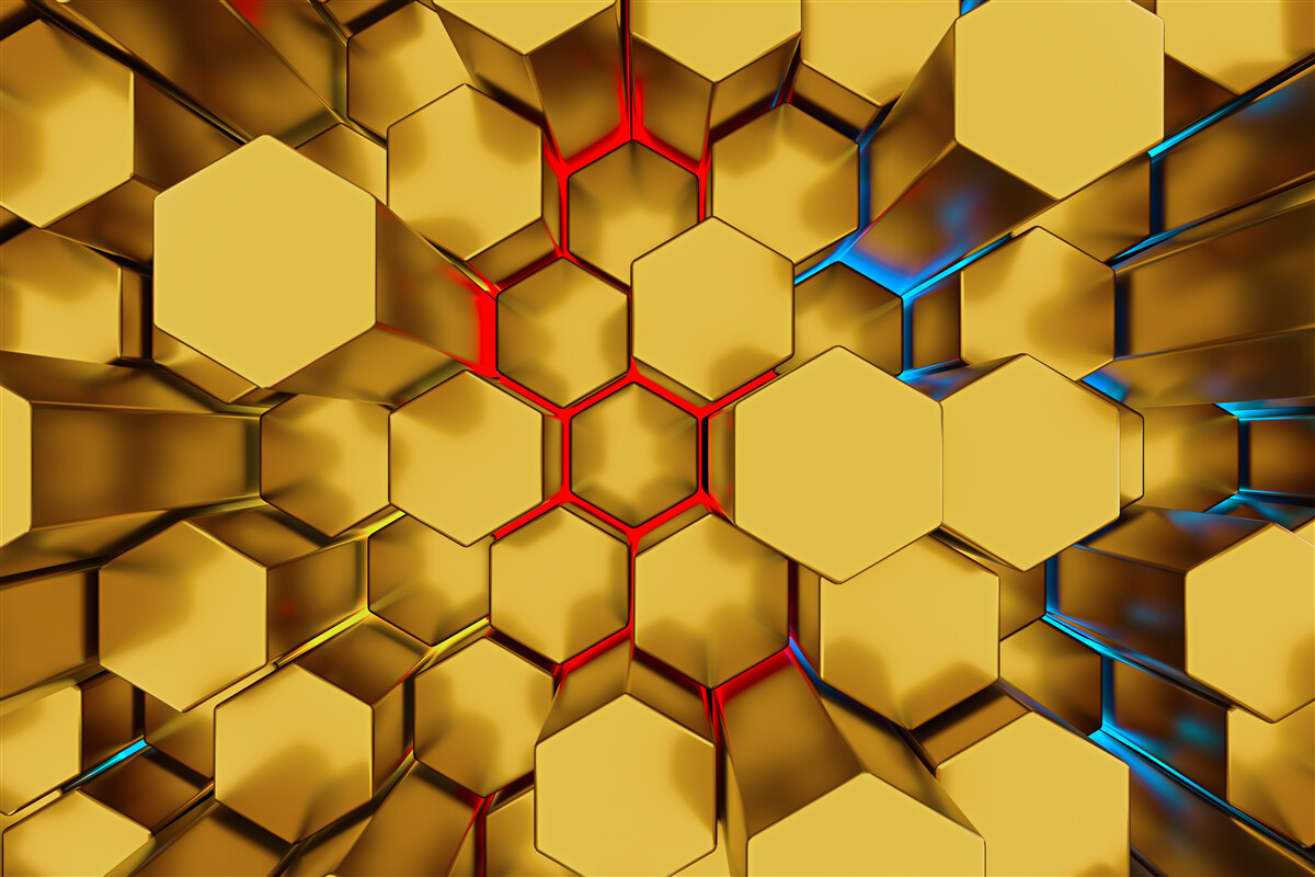 Fototapeta wolumetryczne złote figury