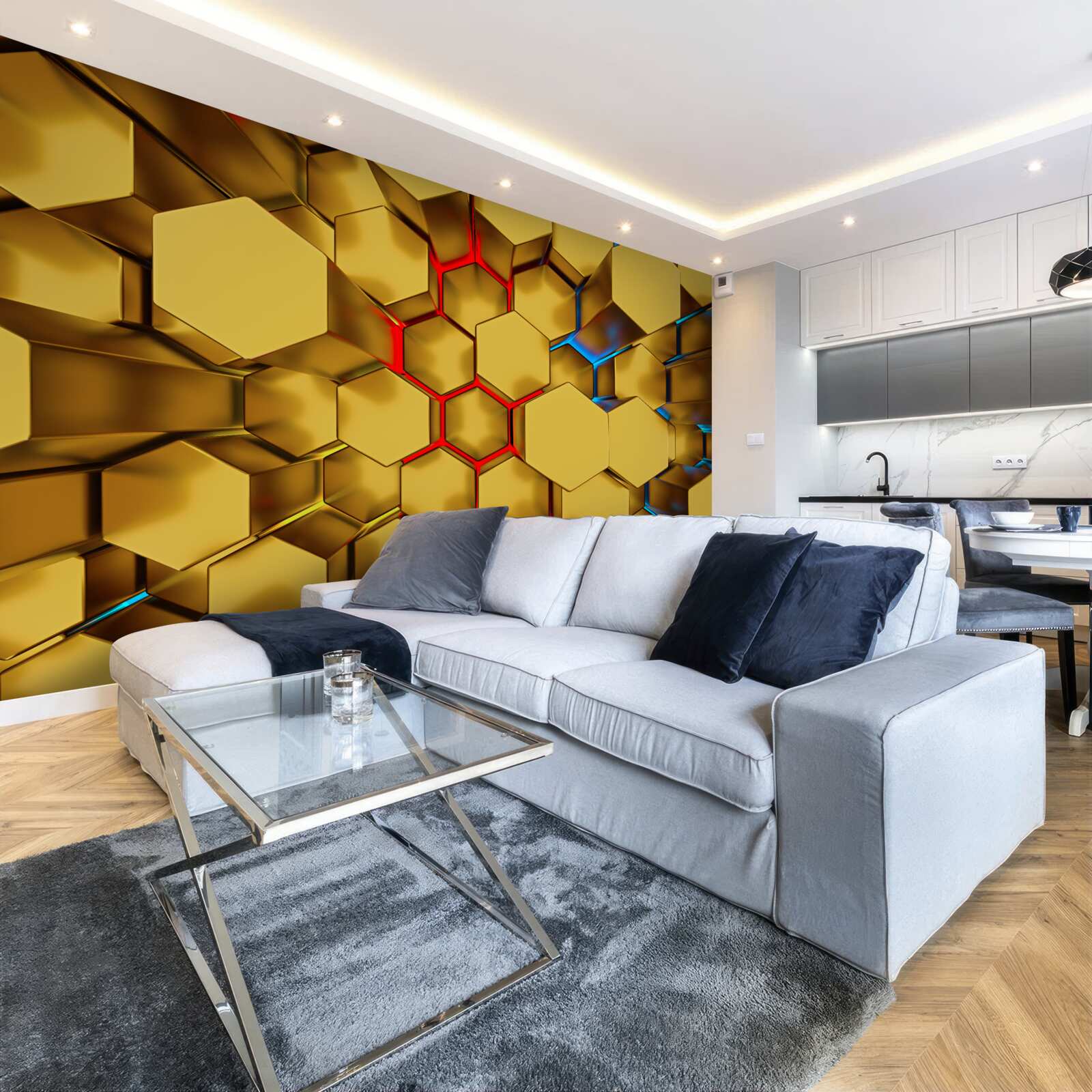 Fototapeta wolumetryczne złote figury