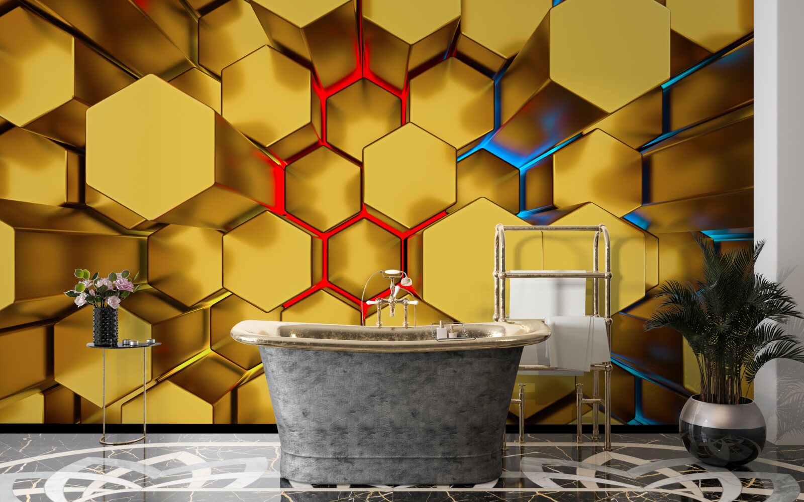 Fototapeta wolumetryczne złote figury