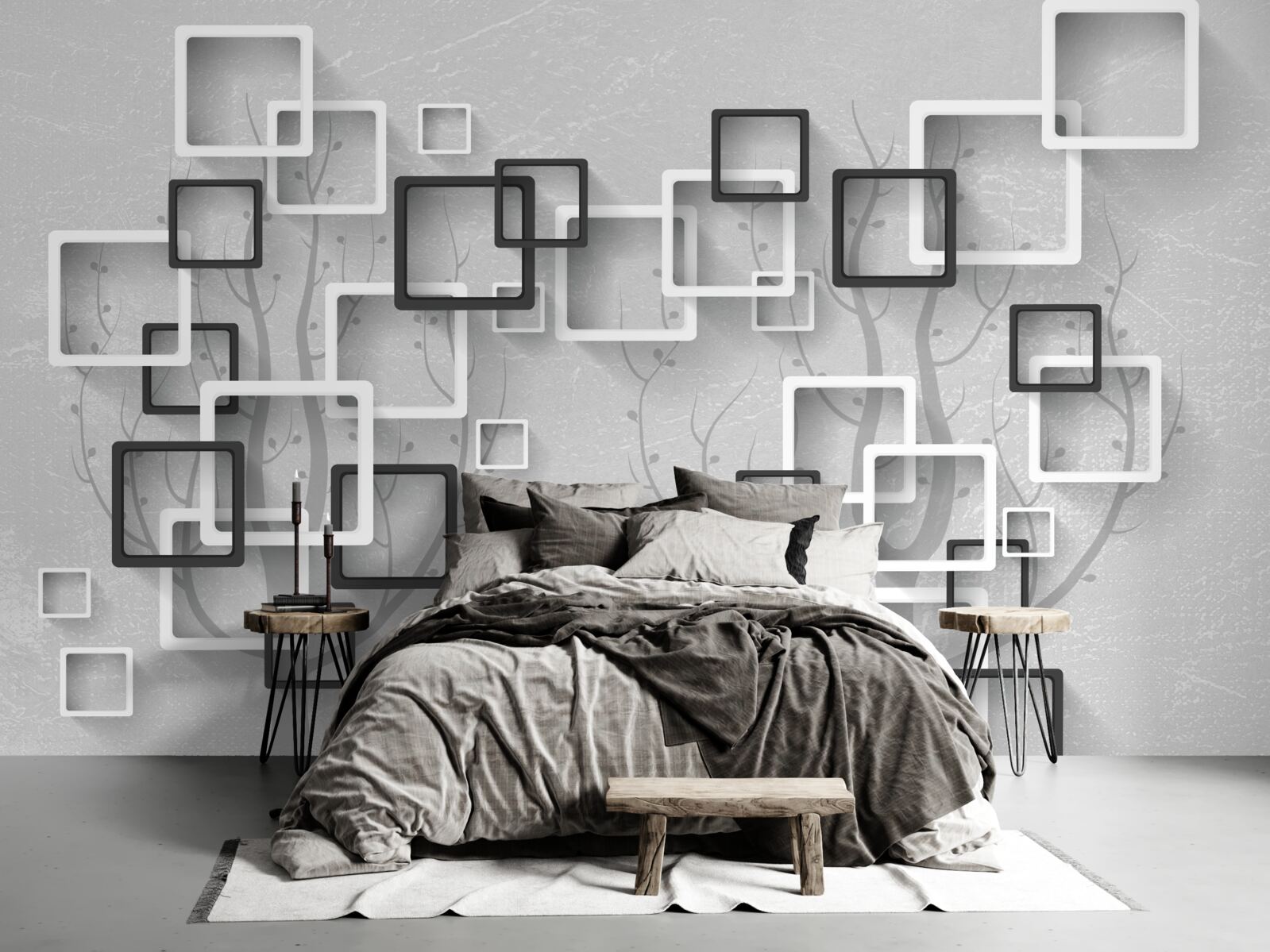 Fototapeta białe i czarne kwadraty reprezentują abstrakcję