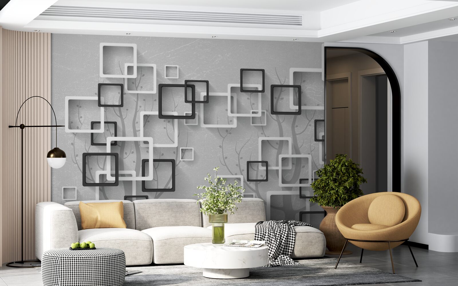 Fototapeta białe i czarne kwadraty reprezentują abstrakcję