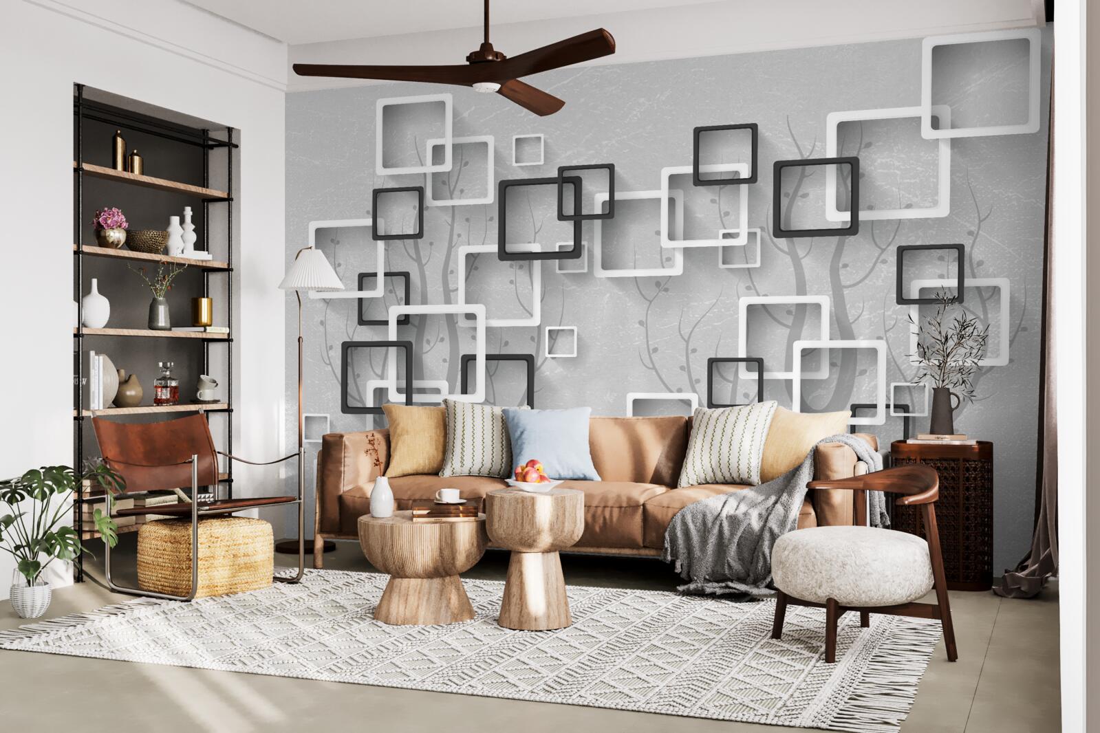 Fototapeta białe i czarne kwadraty reprezentują abstrakcję