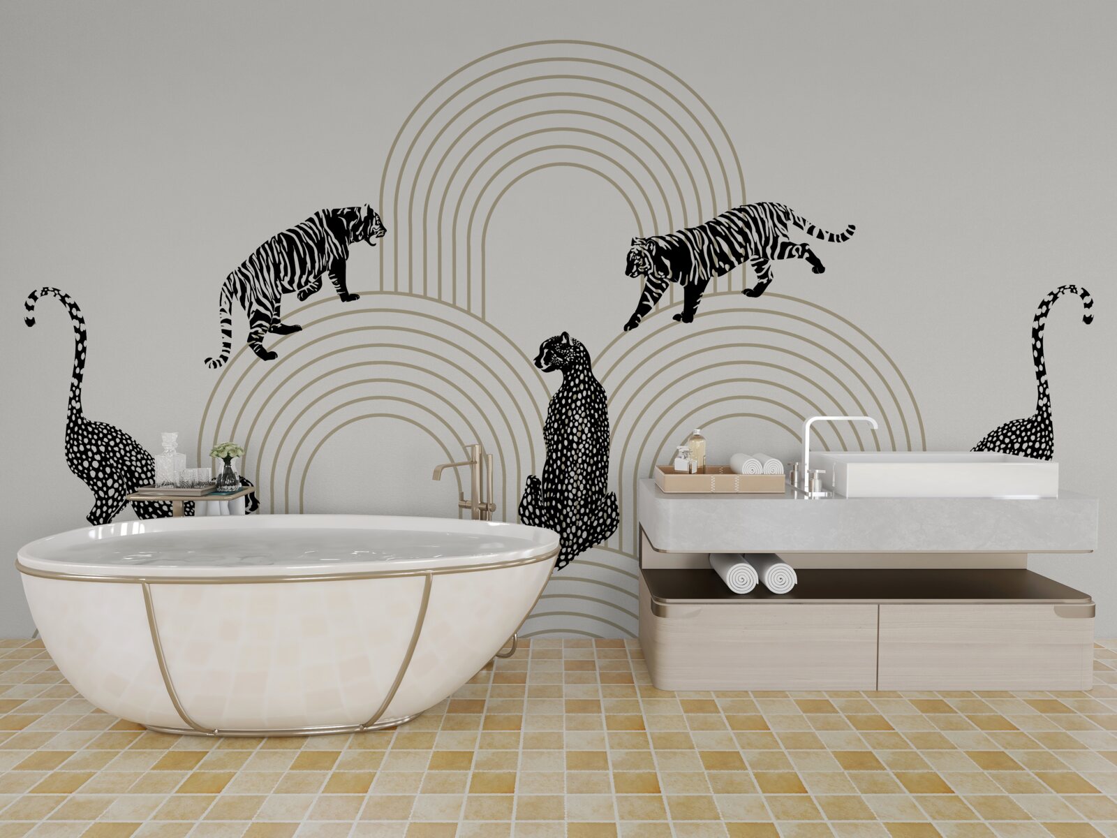 Fototapeta tygrysy i pantery na wyżynach