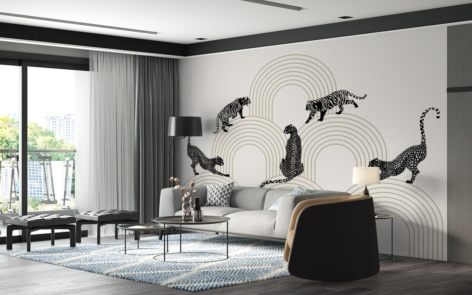 Fototapeta tygrysy i pantery na wyżynach