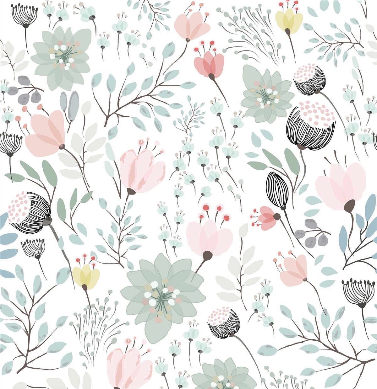 Fototapeta kwiaty w odcieniach różu i zieleni