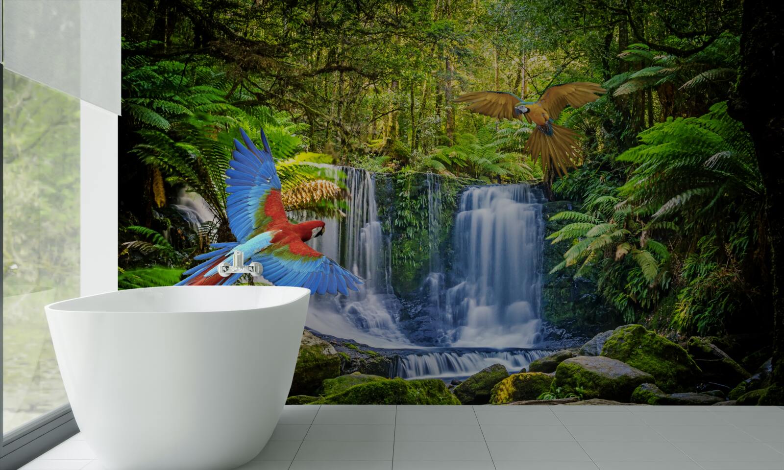 Fototapeta ukryty wodospad w lesie