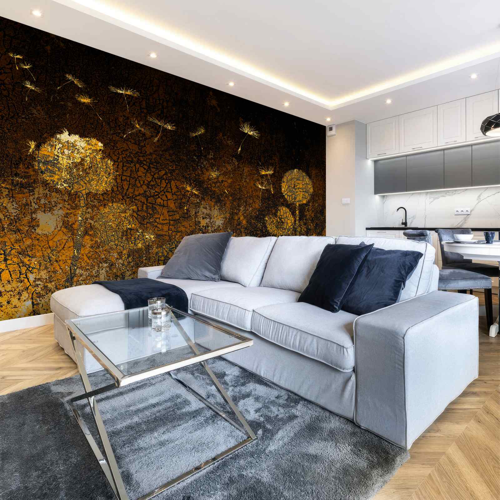 Fototapeta w nocy wiatr kołysze mlecze