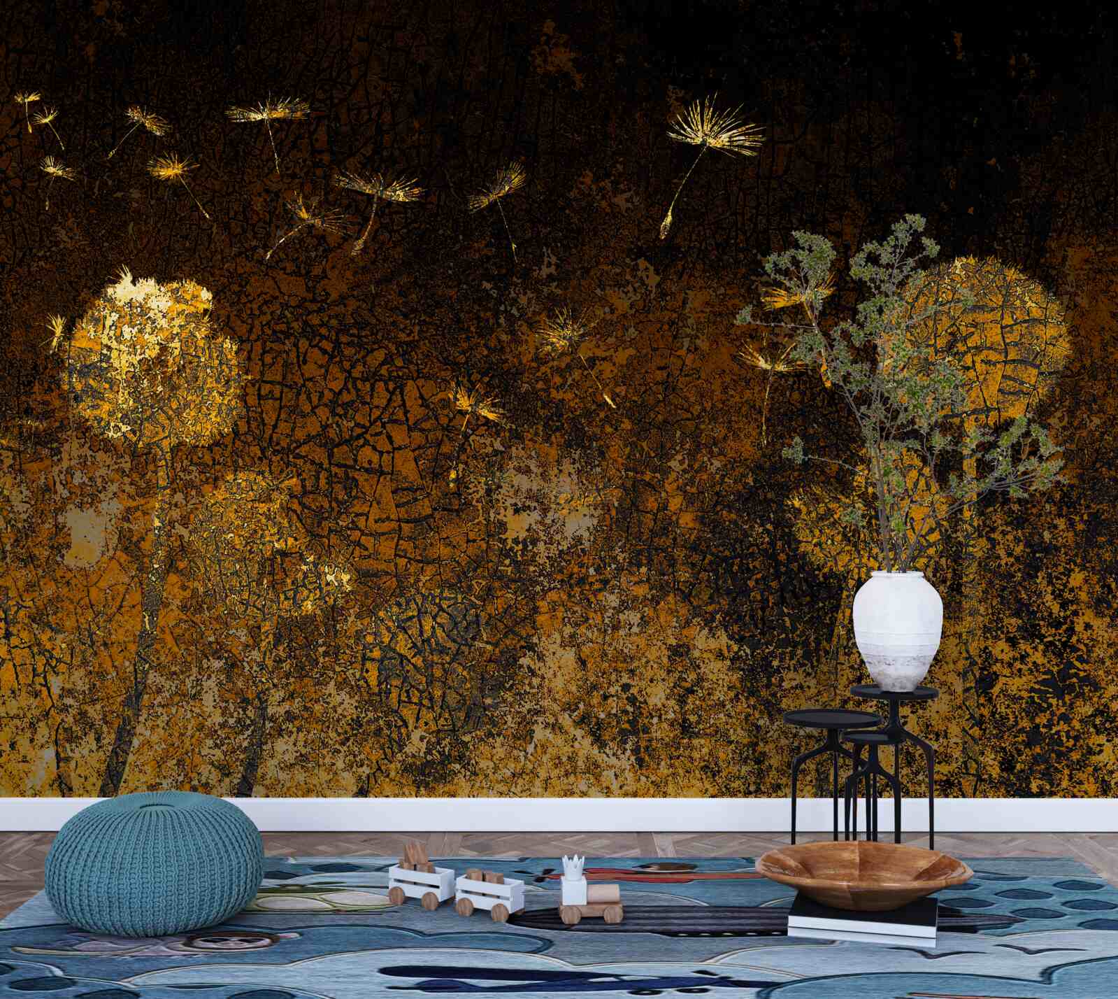 Fototapeta w nocy wiatr kołysze mlecze