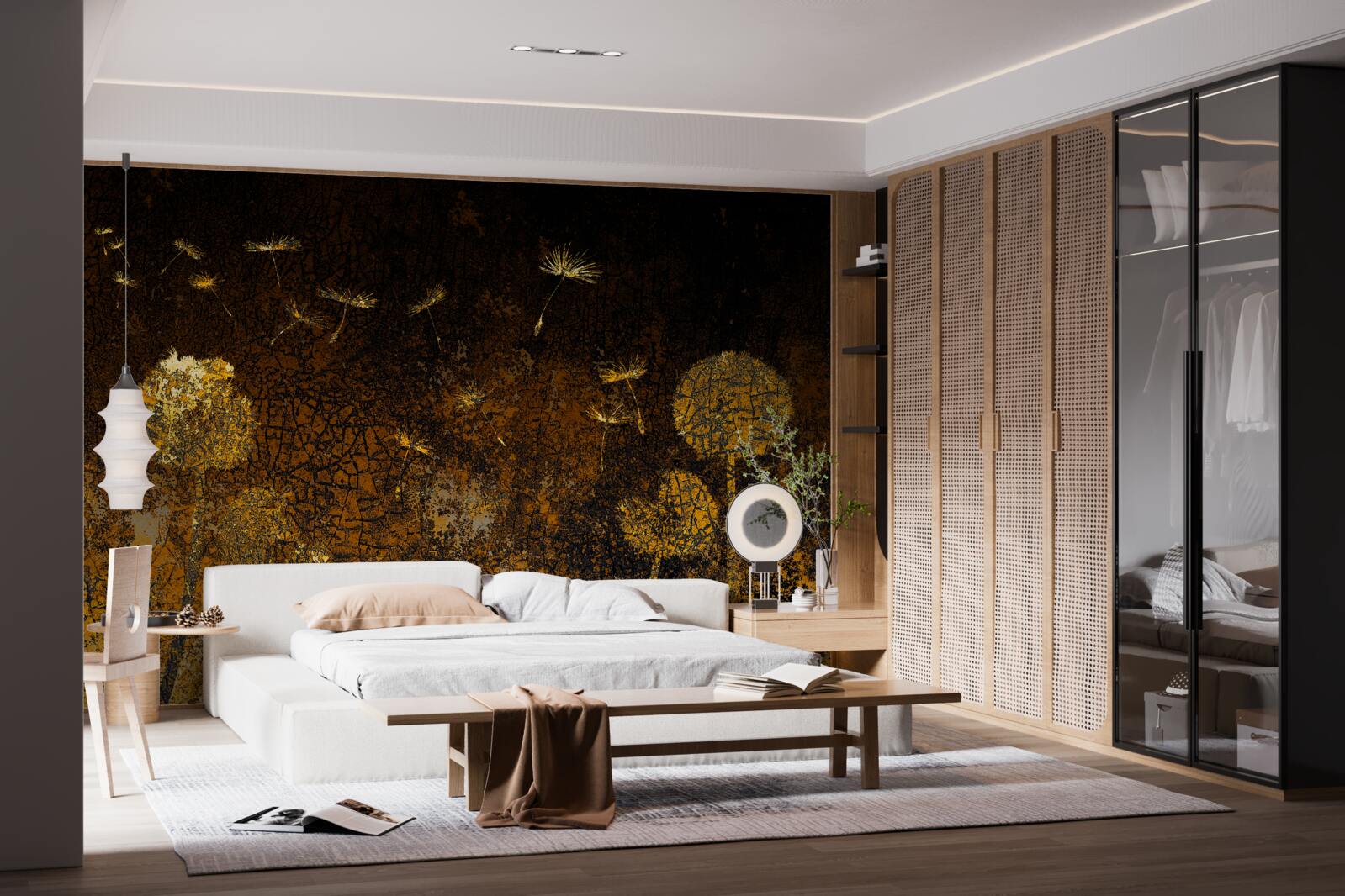 Fototapeta w nocy wiatr kołysze mlecze