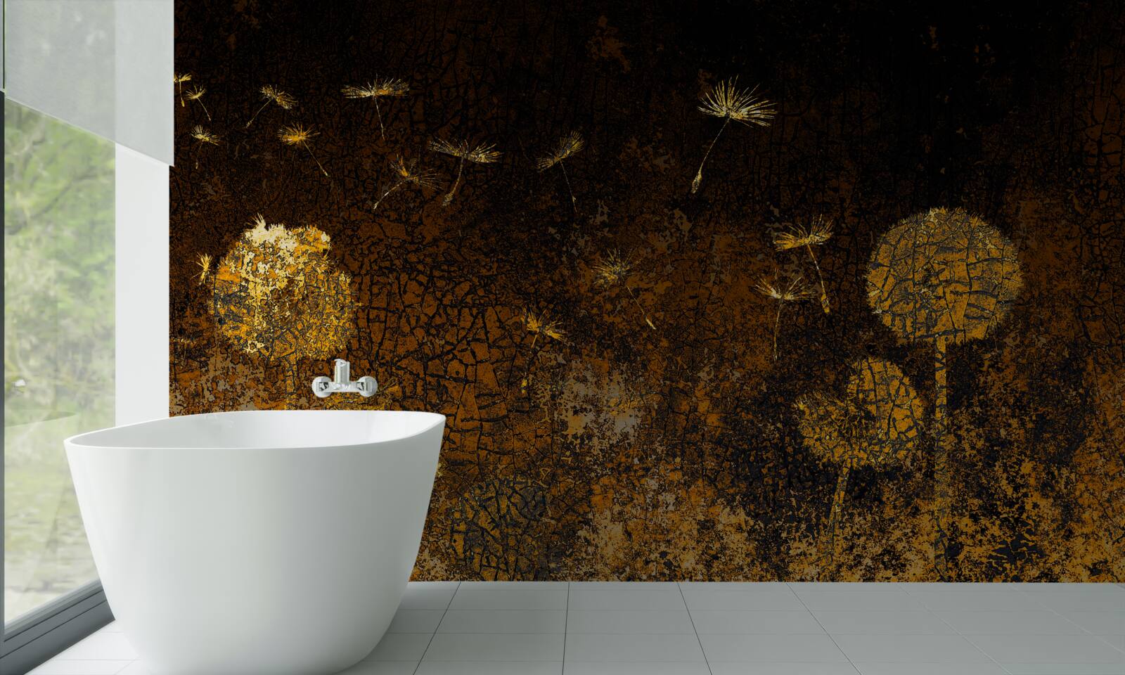 Fototapeta w nocy wiatr kołysze mlecze