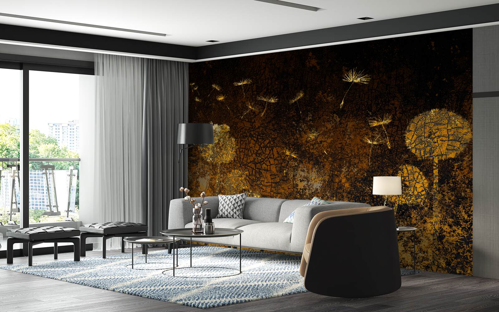 Fototapeta w nocy wiatr kołysze mlecze