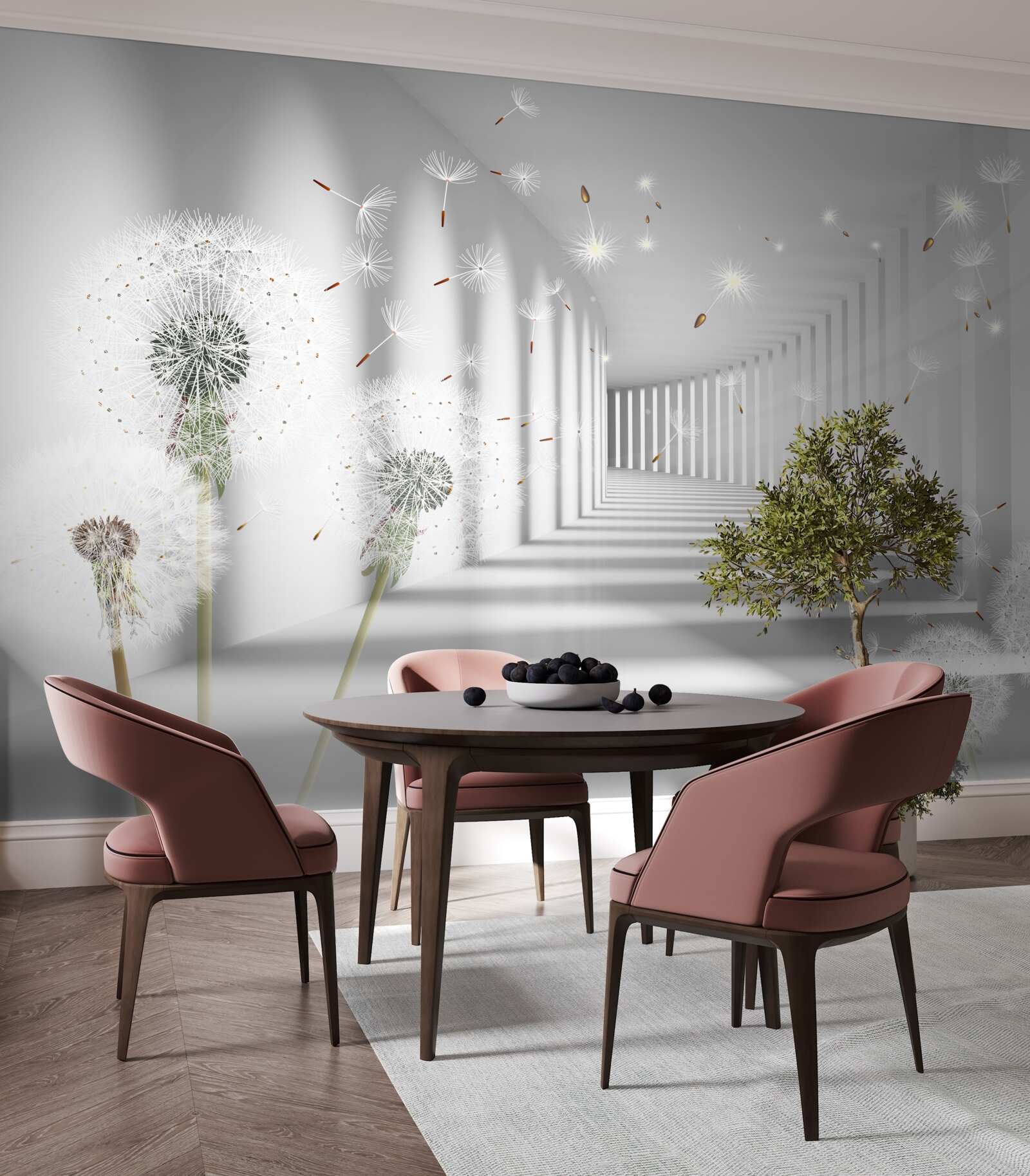 Fototapeta niekończący się tunel usiany mleczami