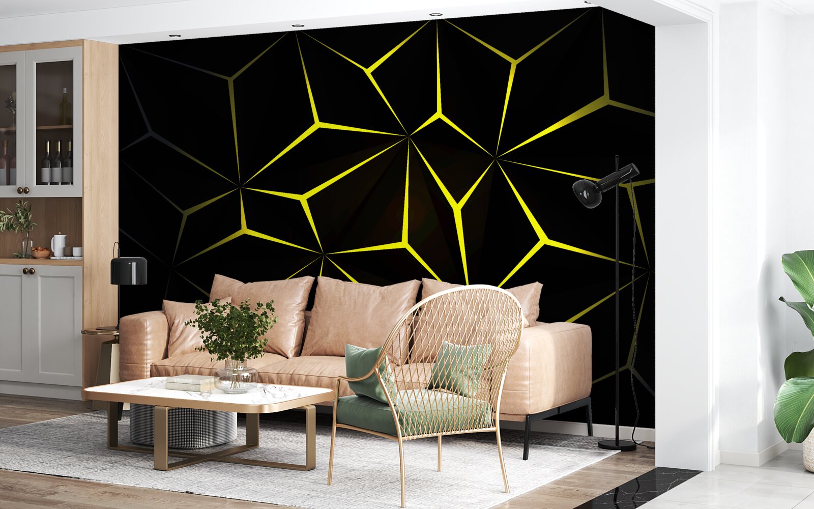 Fototapeta postacie są czarne z żółtym podświetleniem